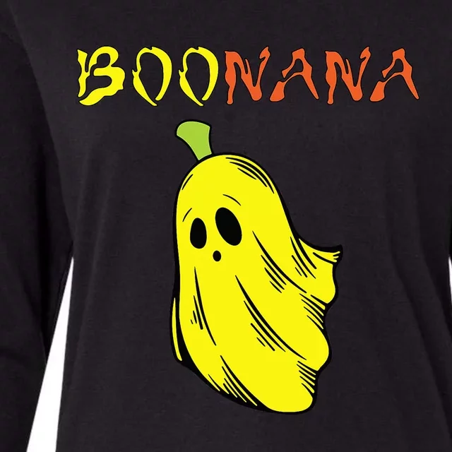 Funny Boonana Cute Banana Ghost Halloween Banana Lover Womens Cotton Relaxed Long Sleeve T-Shirt