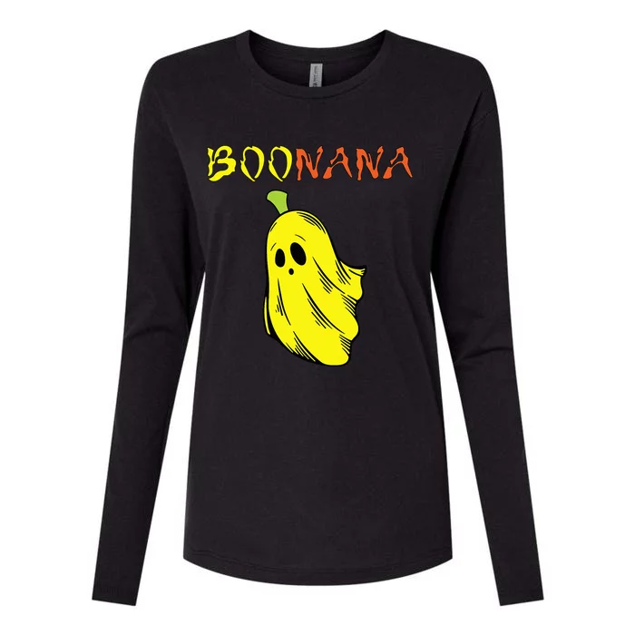 Funny Boonana Cute Banana Ghost Halloween Banana Lover Womens Cotton Relaxed Long Sleeve T-Shirt