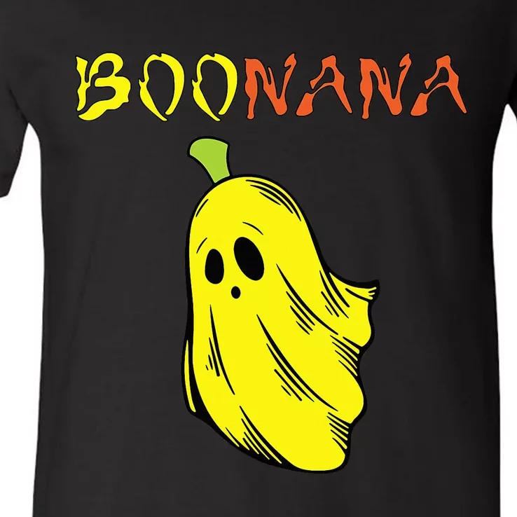 Funny Boonana Cute Banana Ghost Halloween Banana Lover V-Neck T-Shirt