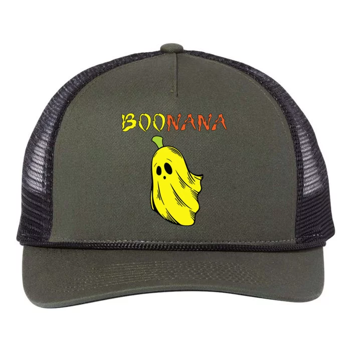 Funny Boonana Cute Banana Ghost Halloween Banana Lover Retro Rope Trucker Hat Cap