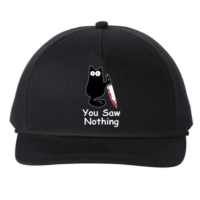 Funny Black Cat Meme You Saw Nothing Snapback Five-Panel Rope Hat