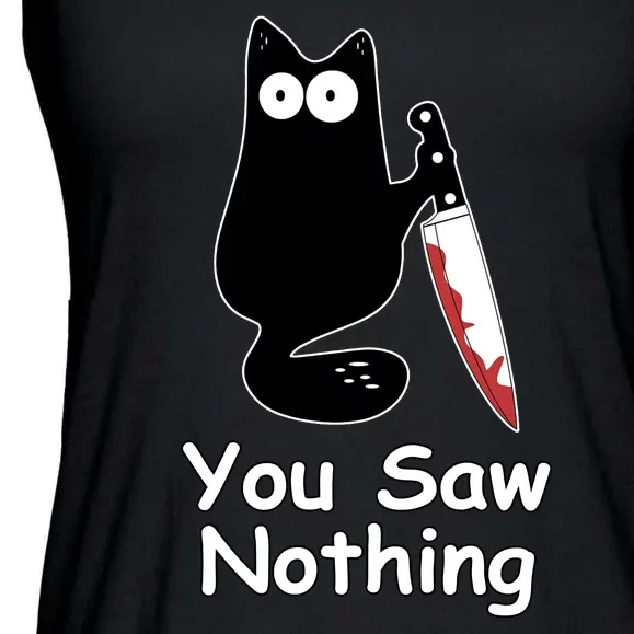 Funny Black Cat Meme You Saw Nothing Ladies Essential Flowy Tank