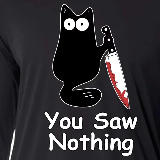 Funny Black Cat Meme You Saw Nothing Cooling Performance Long Sleeve Crew