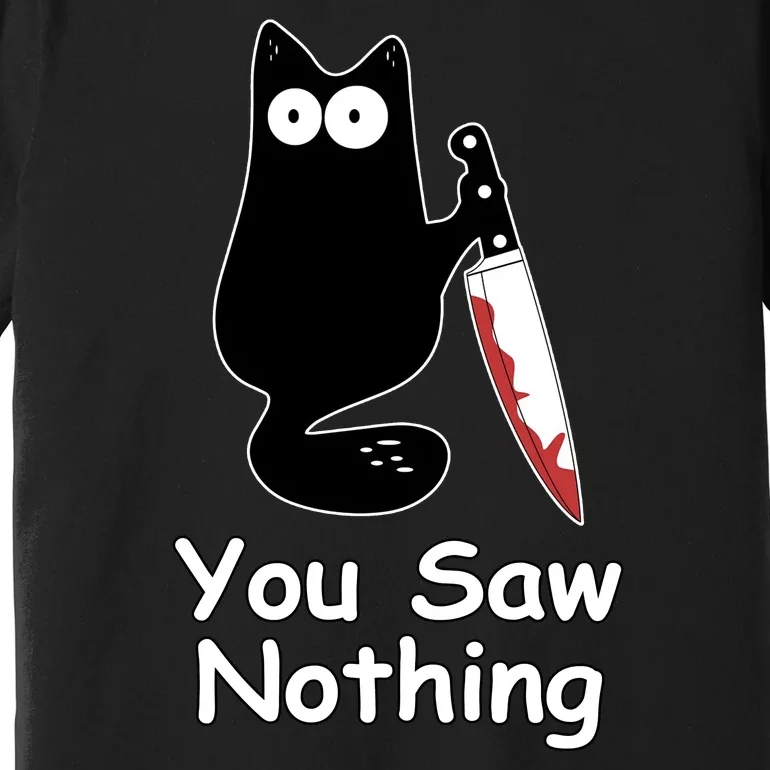 Funny Black Cat Meme You Saw Nothing Premium T-Shirt