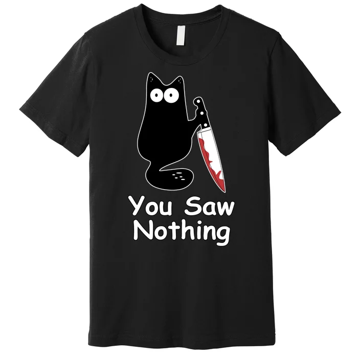 Funny Black Cat Meme You Saw Nothing Premium T-Shirt