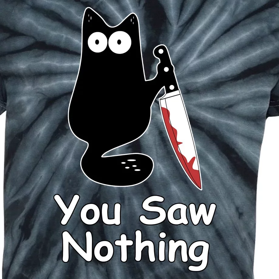 Funny Black Cat Meme You Saw Nothing Kids Tie-Dye T-Shirt