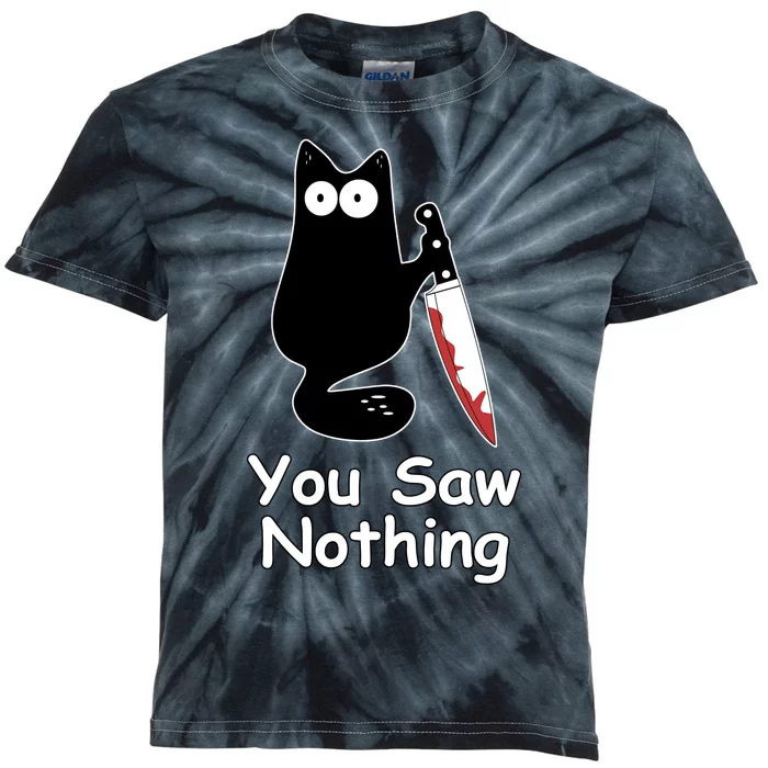 Funny Black Cat Meme You Saw Nothing Kids Tie-Dye T-Shirt