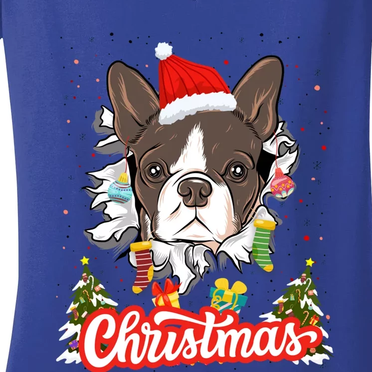 French Bulldog Christmas Idea For And Xmas Frenchie Gift Women's V-Neck T-Shirt