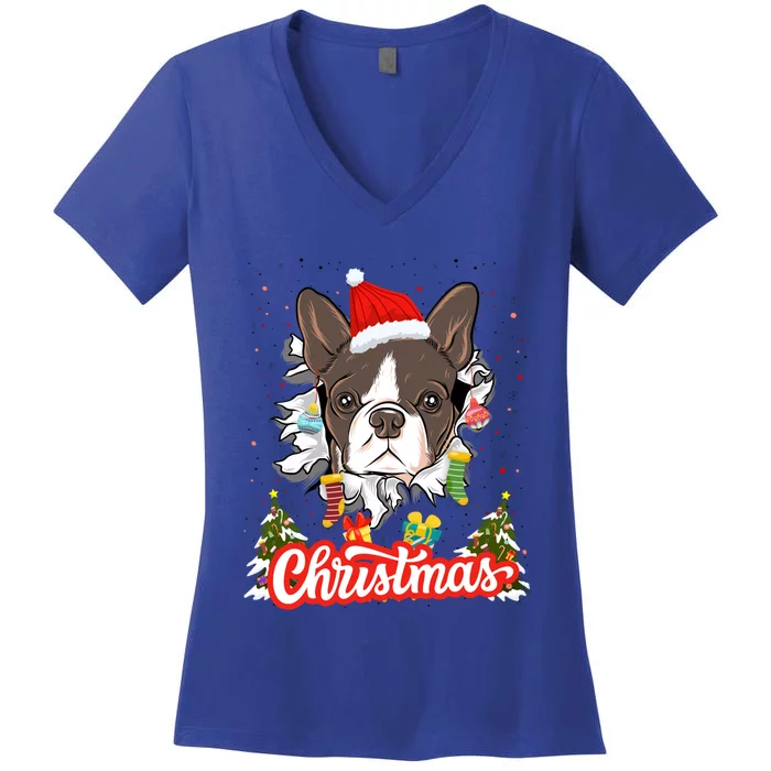 French Bulldog Christmas Idea For And Xmas Frenchie Gift Women's V-Neck T-Shirt