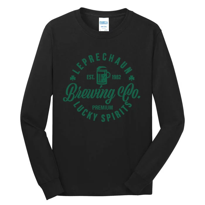 Funny Brewing Co St Patricks Day Leprechaun Lucky Spirits Tall Long Sleeve T-Shirt