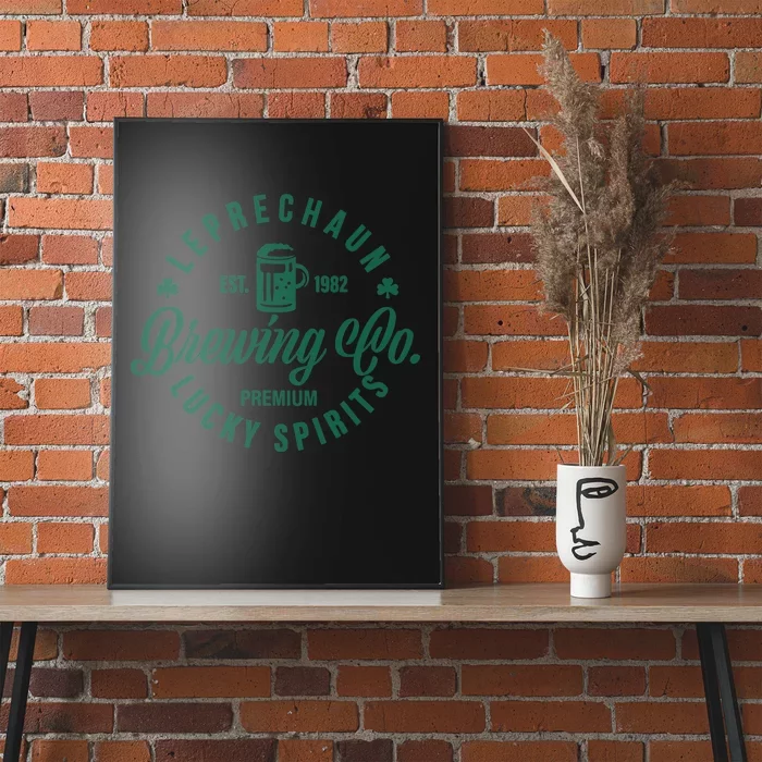 Funny Brewing Co St Patricks Day Leprechaun Lucky Spirits Poster