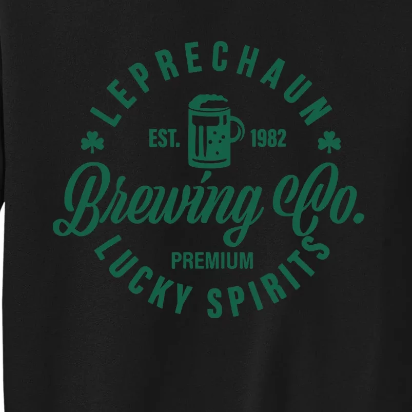 Funny Brewing Co St Patricks Day Leprechaun Lucky Spirits Tall Sweatshirt