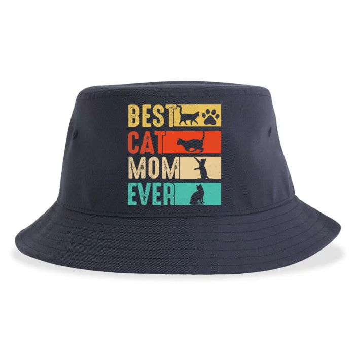 Funny Best Cat Mom Ever Happy Mothers Day Retro Costume Sustainable Bucket Hat