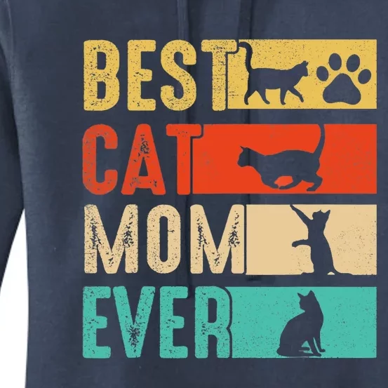 Funny Best Cat Mom Ever Happy Mothers Day Retro Costume Women's Pullover Hoodie