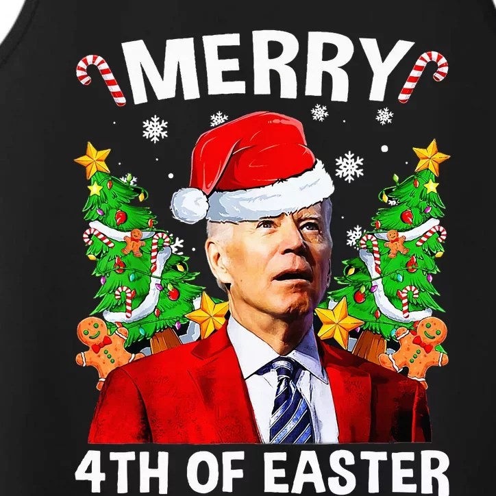 Funny Biden Christmas Santa Hat Merry 4th Of Easter Xmas Performance Tank