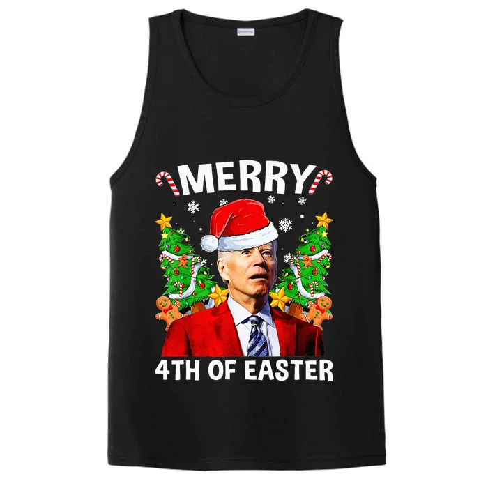 Funny Biden Christmas Santa Hat Merry 4th Of Easter Xmas Performance Tank