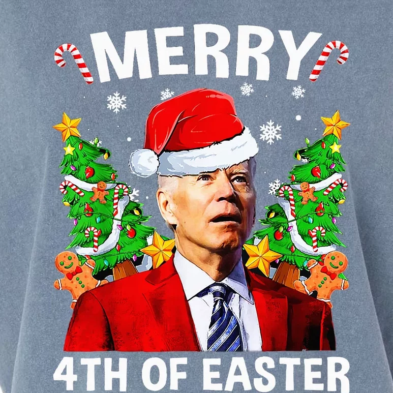 Funny Biden Christmas Santa Hat Merry 4th Of Easter Xmas Garment-Dyed Women's Muscle Tee