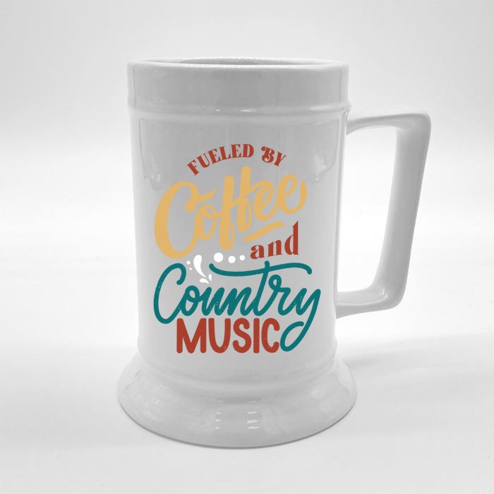 Fueled By Coffee And Country Music Hat Cowgirl Band Guitar Funny Gift Front & Back Beer Stein