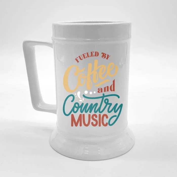 Fueled By Coffee And Country Music Hat Cowgirl Band Guitar Funny Gift Front & Back Beer Stein