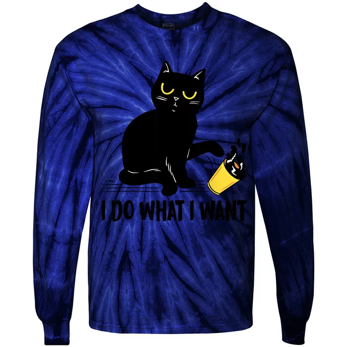 Funny Black Cat I Do What I Want Cat Lover Gifts Tie-Dye Long Sleeve Shirt