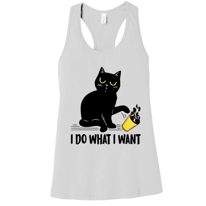 Funny Black Cat I Do What I Want Cat Lover Gifts Women's Racerback Tank