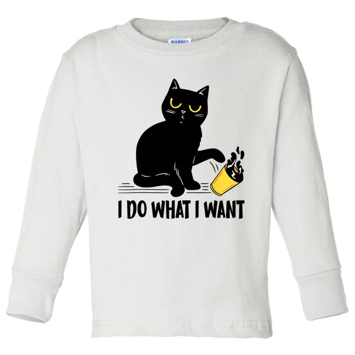 Funny Black Cat I Do What I Want Cat Lover Gifts Toddler Long Sleeve Shirt