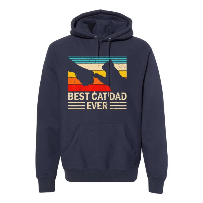 Funny Best Cat Dad Ever Funny Vintage Cat Daddy Premium Hoodie