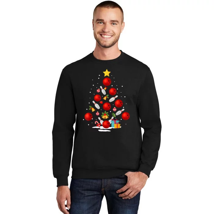 Funny Bowling Christmas Tree Lights Xmas Gifts Tall Sweatshirt