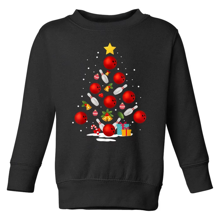 Funny Bowling Christmas Tree Lights Xmas Gifts Toddler Sweatshirt