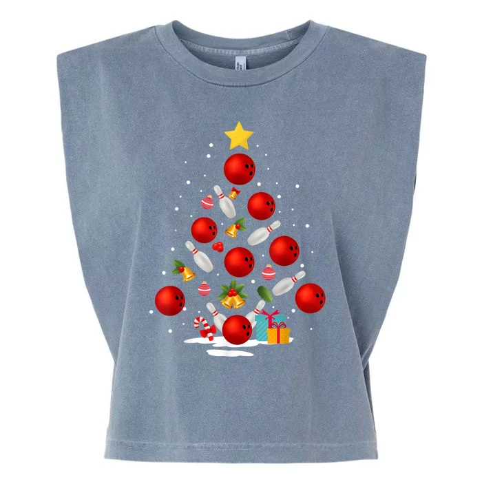 Funny Bowling Christmas Tree Lights Xmas Gifts Garment-Dyed Women's Muscle Tee