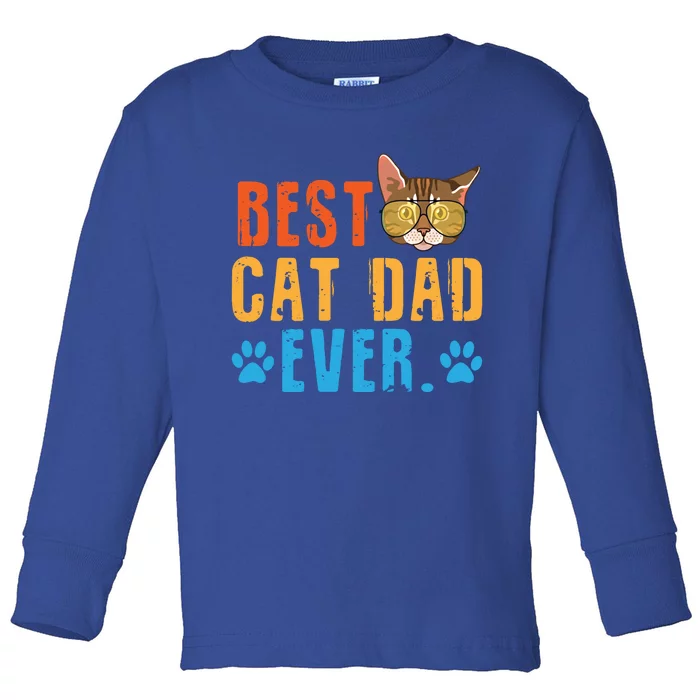 Funny Best Cat Dad Ever Colorful Cat With Sunglass Gift Toddler Long Sleeve Shirt