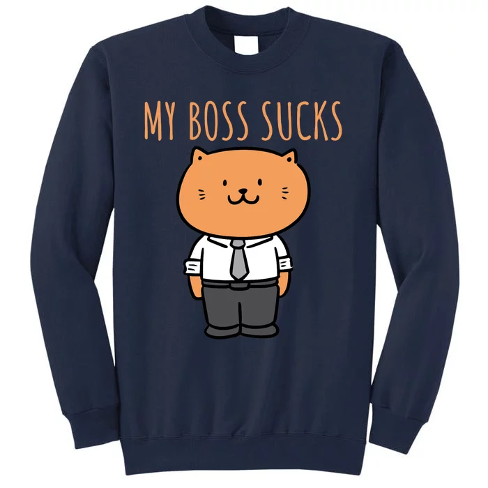 Funny Boss Cat My Boss Sucks, Cute Cat Lovers Tall Sweatshirt