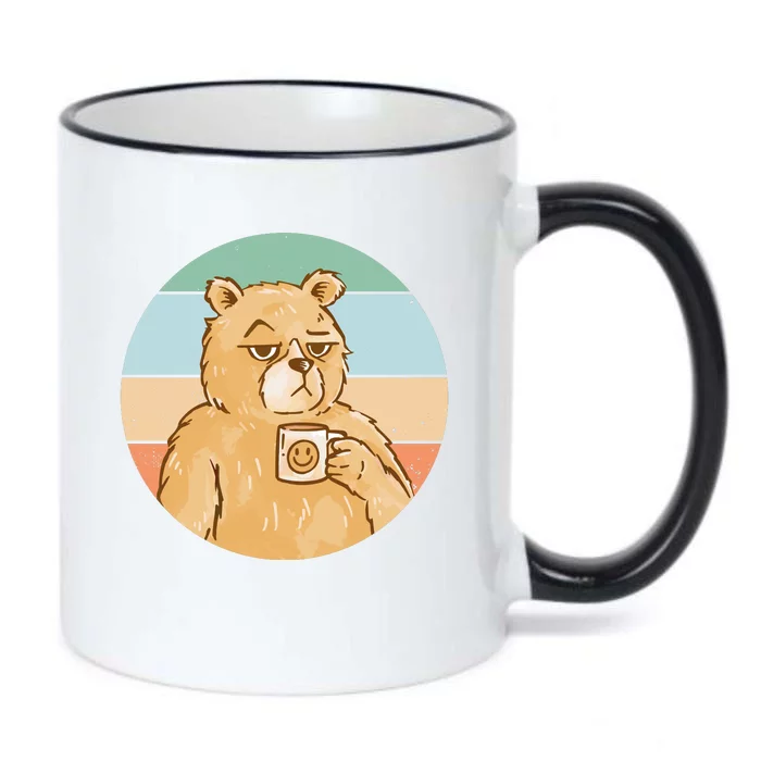 Funny Bear Coffee Lover Retro Sunset Black Color Changing Mug