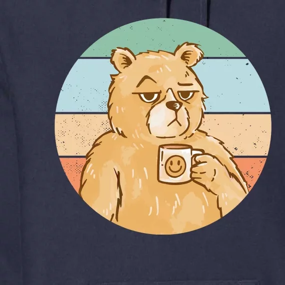 Funny Bear Coffee Lover Retro Sunset Premium Hoodie