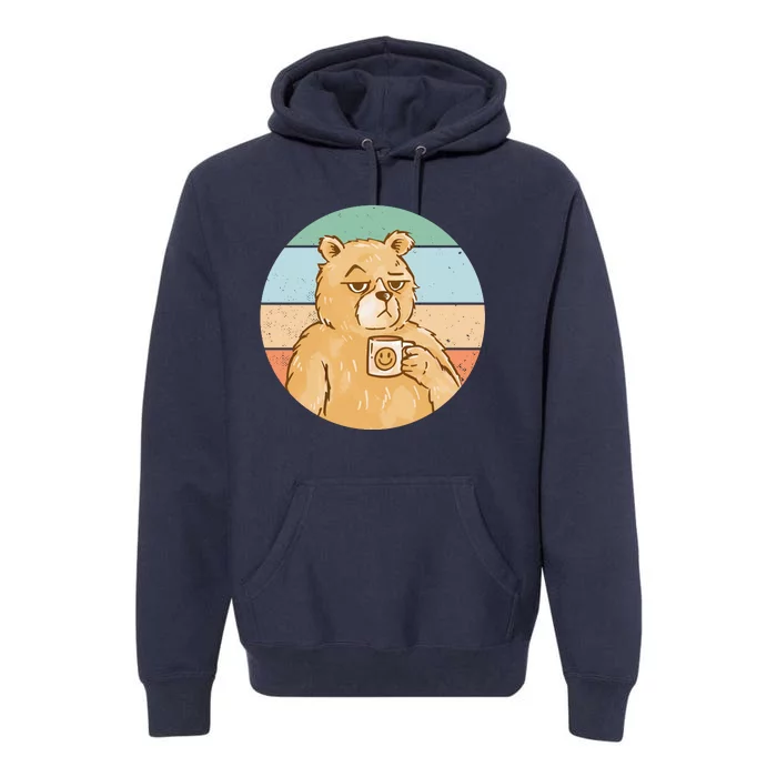 Funny Bear Coffee Lover Retro Sunset Premium Hoodie