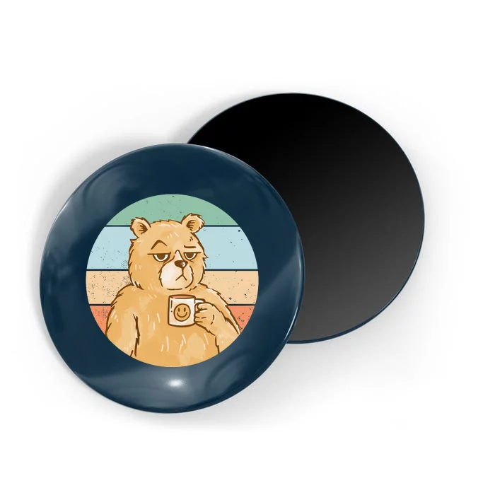 Funny Bear Coffee Lover Retro Sunset Magnet