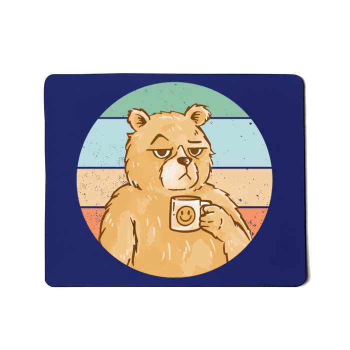 Funny Bear Coffee Lover Retro Sunset Mousepad