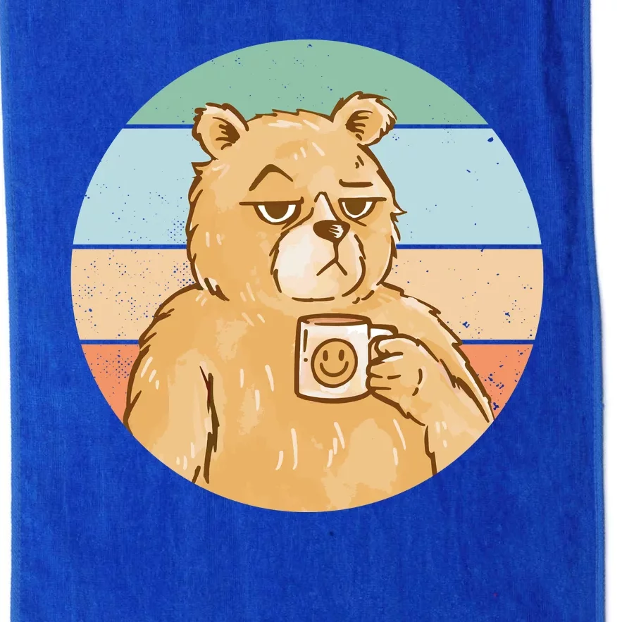 Funny Bear Coffee Lover Retro Sunset Platinum Collection Golf Towel