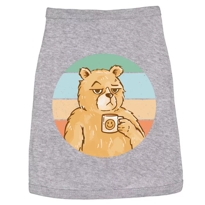 Funny Bear Coffee Lover Retro Sunset Doggie Tank