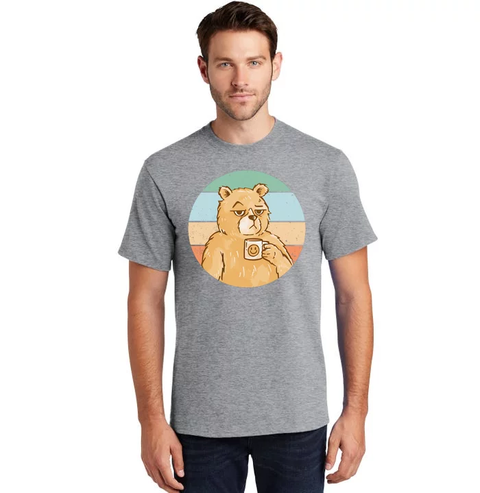 Funny Bear Coffee Lover Retro Sunset Tall T-Shirt