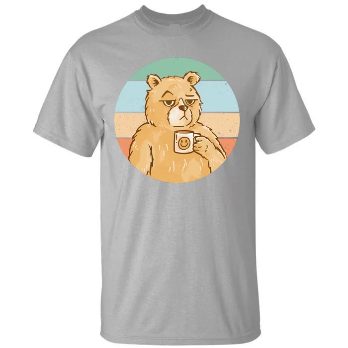 Funny Bear Coffee Lover Retro Sunset Tall T-Shirt