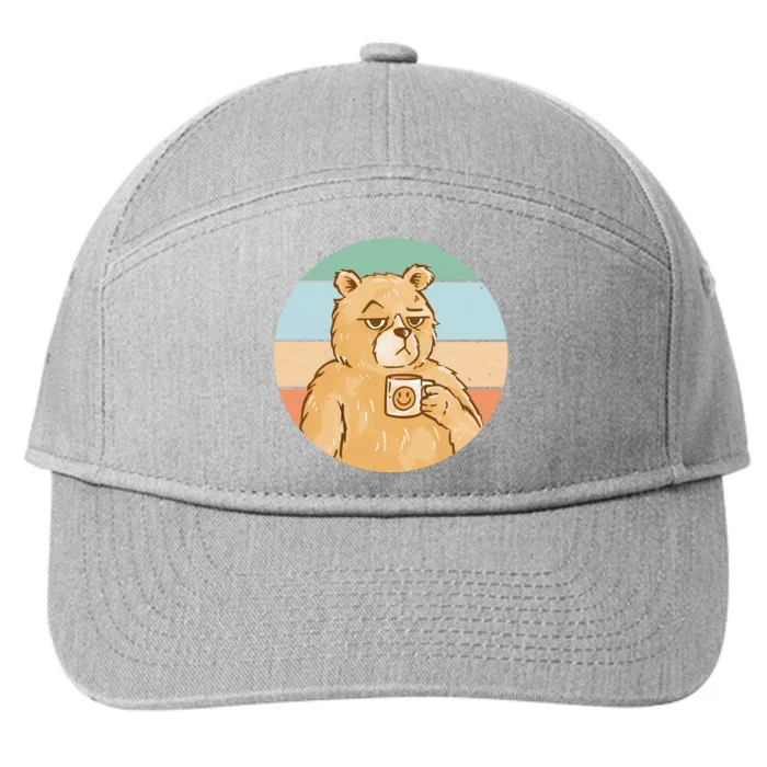 Funny Bear Coffee Lover Retro Sunset 7-Panel Snapback Hat