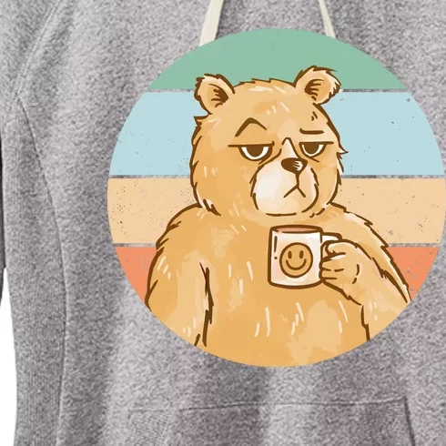 Funny Bear Coffee Lover Retro Sunset Women's Fleece Hoodie