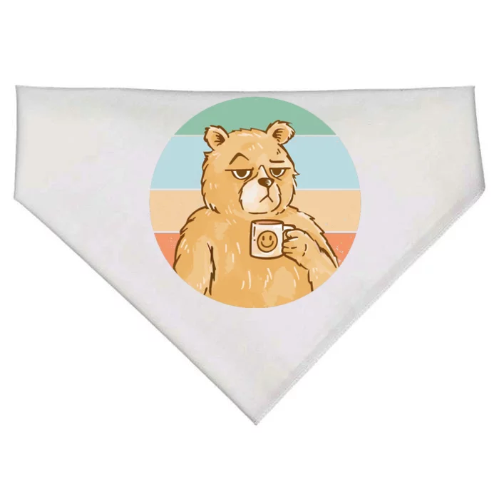 Funny Bear Coffee Lover Retro Sunset USA-Made Doggie Bandana