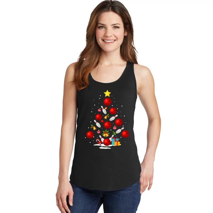 Funny Bowling Christmas Tree Lights Xmas Gifts Ladies Essential Tank