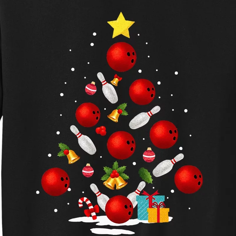 Funny Bowling Christmas Tree Lights Xmas Gifts Tall Sweatshirt