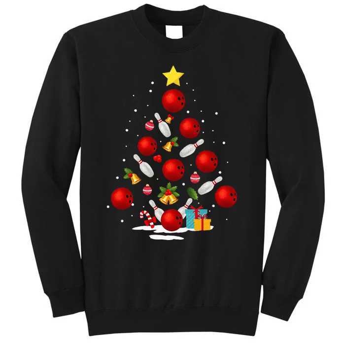 Funny Bowling Christmas Tree Lights Xmas Gifts Tall Sweatshirt