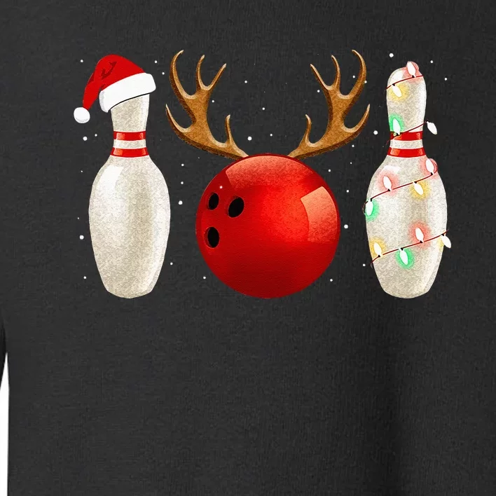 Funny Bowling Christmas Santa Hat Xmas Lights Gift Toddler Sweatshirt