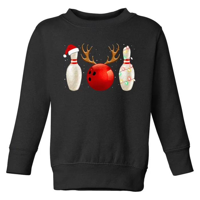 Funny Bowling Christmas Santa Hat Xmas Lights Gift Toddler Sweatshirt