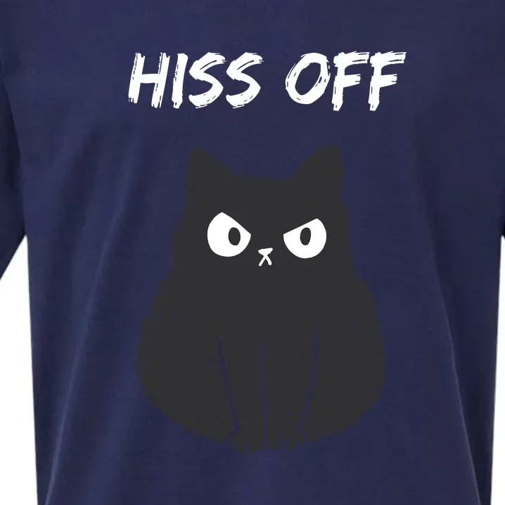 Funny Black Cat Hiss Off Meow Cat Moody People Sassy Person Sueded Cloud Jersey T-Shirt